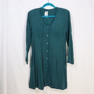RAMPAGE Teal Button Front Dress Long Sleeve Vintage 90s Size 11